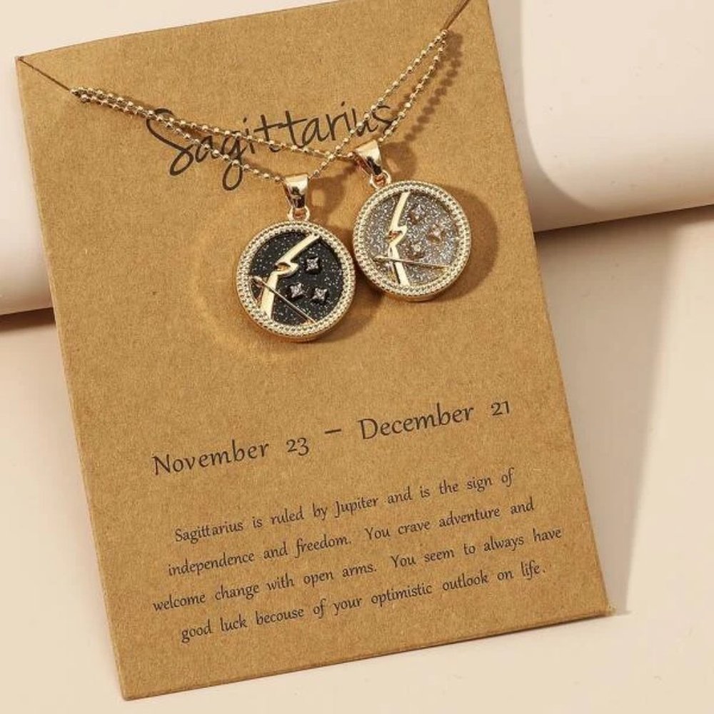 2pc Sagittarius Zodiac Golden Necklaces - Picture 1 of 2